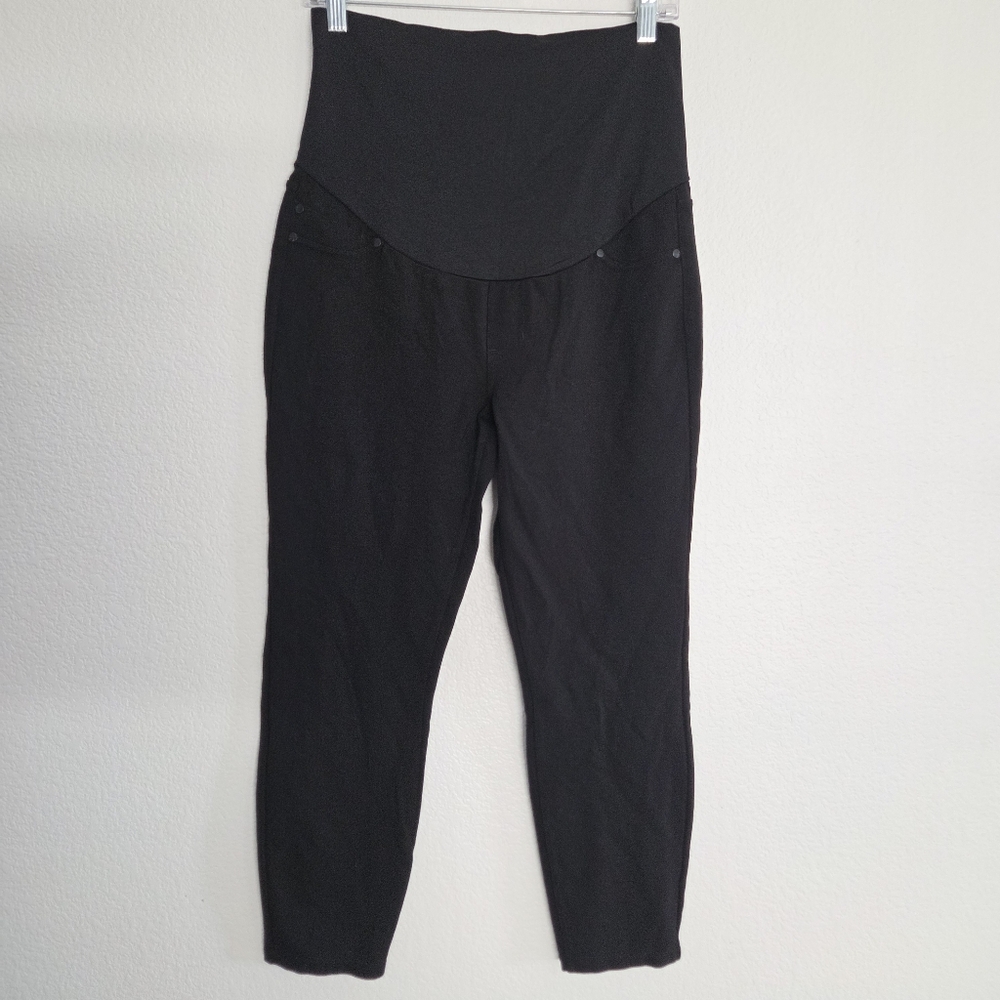 Liverpool Maternity Pants Size 10/30 Crop Black Skinny Full Panel  24" Inseam